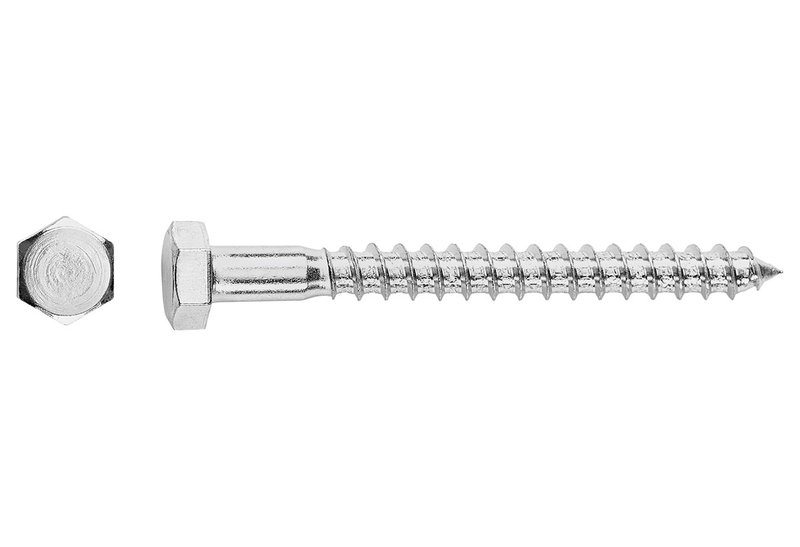 Ξυλόβιδα LUX HEX Φ10x60mm Ασημί 10τμχ