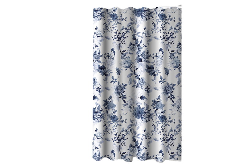 Κουρτίνα Μπάνιου Ionion Roses Υφασμάτινη Μπλε 180x180cm
