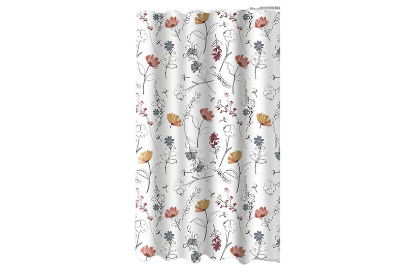 Κουρτίνα Μπάνιου Ionion Flowers Υφασμάτινη 180x180cm