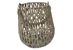 Φανάρι Πλεκτό Σχοινί Φ28x33cm Φυσικό