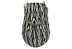 Φανάρι Πλεκτό Φ21x30cm Μαύρο/Λευκό