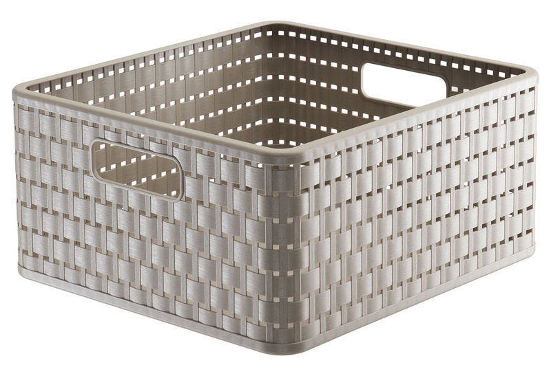 Καλάθι Αποθήκευσης Πλαστικό Rotho Country Μ32.8xΠ30xΥ16cm 14lt Cappuccino