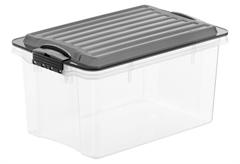 Κουτί Αποθήκευσης Πλαστικό Rotho Compact Μ27xΠ18.5xΥ15cm 4.5lt Διάφανο/Ανθρακί