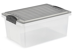 Κουτί Αποθήκευσης Πλαστικό Rotho Compact Μ39.5xΠ27.5xΥ18cm 13lt Διάφανο/Ανθρακί