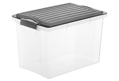Κουτί Αποθήκευσης Πλαστικό Rotho Compact Μ39.5xΠ27.5xΥ27cm 19lt Διάφανο/Ανθρακί
