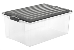Κουτί Αποθήκευσης Πλαστικό Rotho Compact Μ57xΠ40xΥ25cm 38lt Διάφανο/Ανθρακί