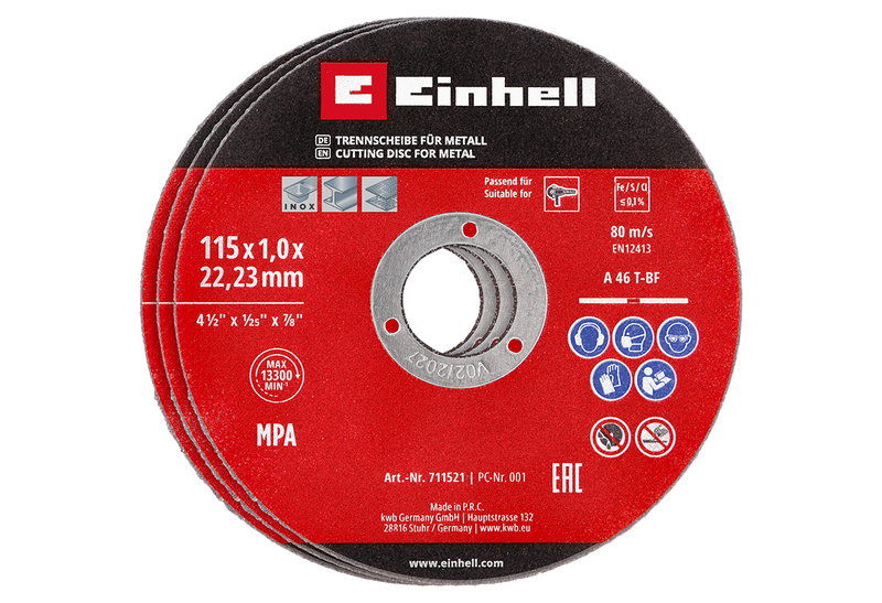 Σετ Δίσκοι Κοπής Μετάλλων KWB 115x1mm 5τμχ