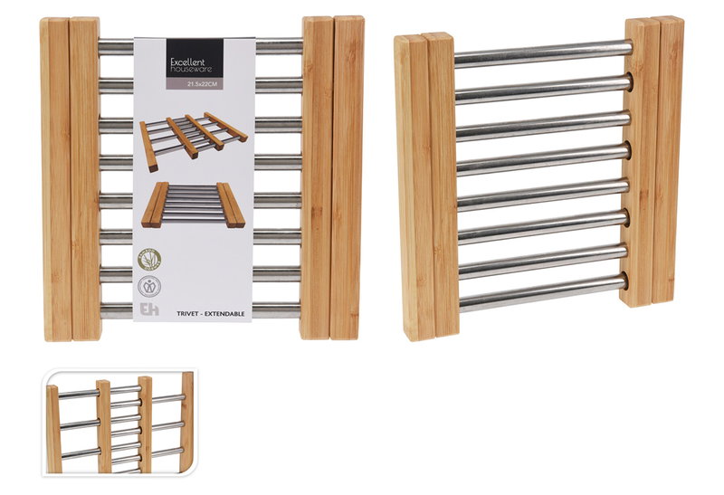 Σουπλά Μαγειρικών Σκευών Bamboo/Ατσάλι Πτυσσόμενο