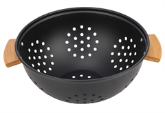 Σουρωτήρι Marva Home Premium Φ24cm Μαύρο με Ξύλινες Λαβές