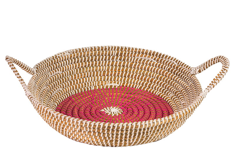 Δίσκος Ψάθινος Λευκός/Ροζ Φ33cm