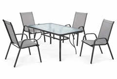 Σετ Κήπου Nattera Veranda Mini Σκούρο Γκρι με 4 Πολυθρόνες