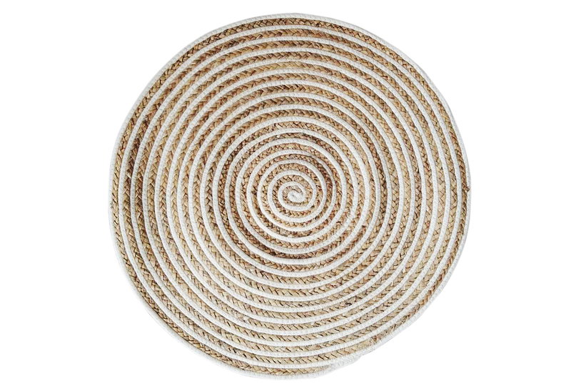 Χαλί Plastona Round Γιούτα/Βαμβάκι Λευκό Φ70cm