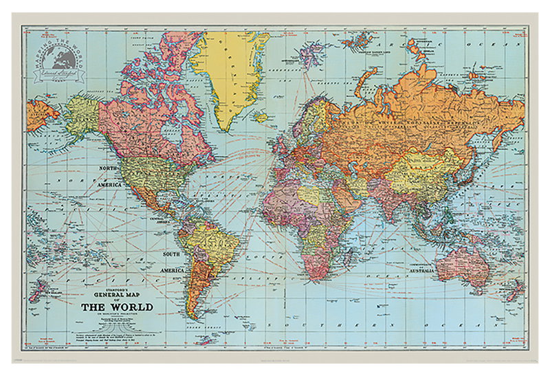 Αφίσα Pyramid General Map of the World 91.5x61cm