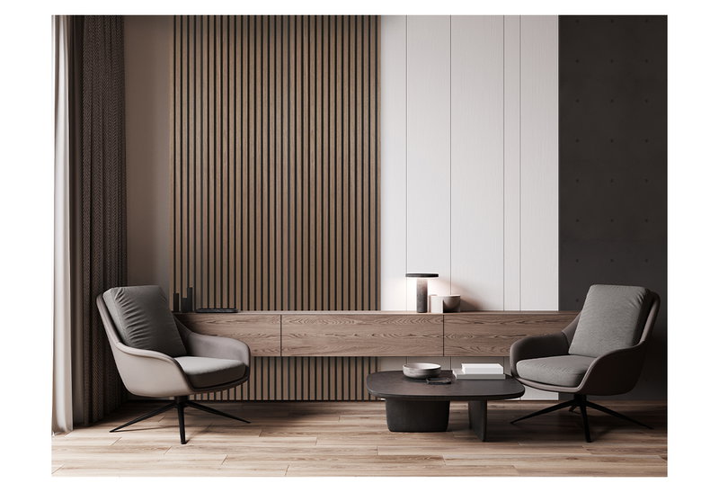 Ηχοαπορροφητικό Πάνελ Τοίχου Walnut Oak MDF Καρυδιά Μ244xΠ52cm 18mm 1.27m²