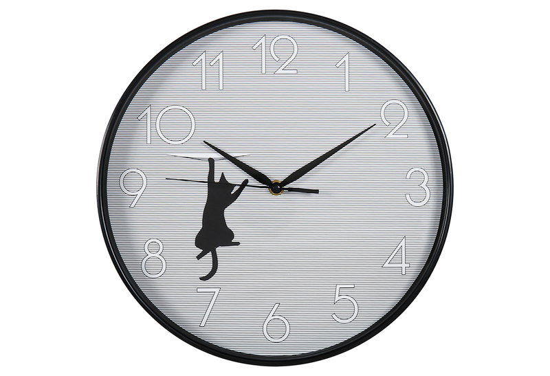Ρολόι Τοίχου Ostaria Black Cat Φ30cm