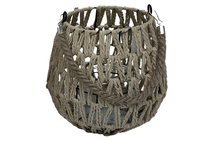 Διακοσμητικό Φανάρι Πλεκτό Σχοινί Φ20x22cm Natural