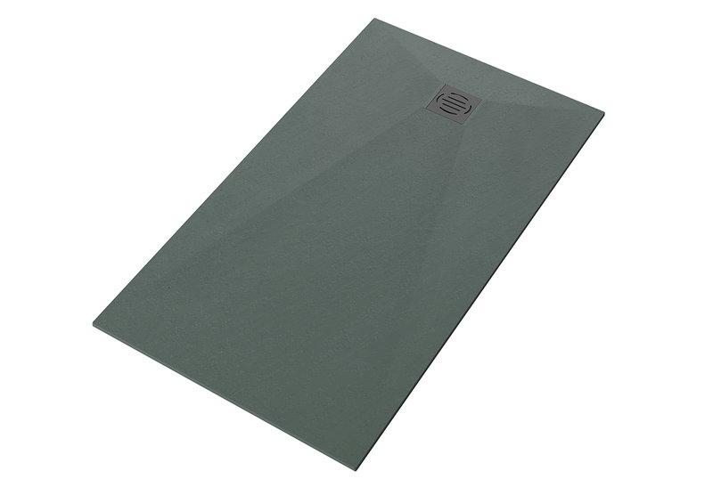 Βάση Ντουσιέρας Tema Glass Stone Παραλληλόγραμμη 100x80cm Ανθρακί