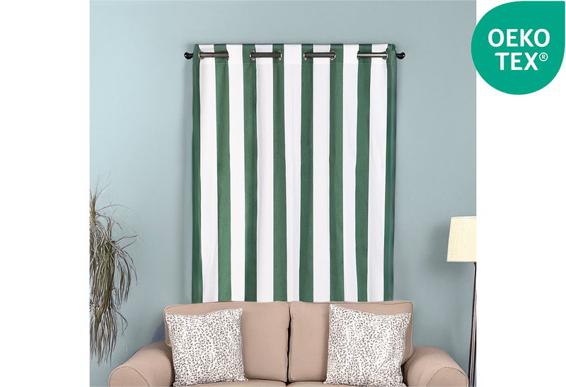 Κουρτίνα Hemithea by Praktiker Stripes 270x140cm Πράσινη με Τρουκς