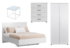 Set Κρεβατοκάμαρας Total White με Στρώμα