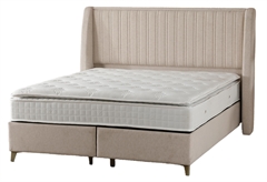 Κρεβάτι Διπλό Interium Cloe με Αποθηκευτικό Χώρο Μπεζ για Στρώμα 200x160cm