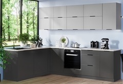 Έτοιμη Κουζίνα Γωνιακή B&W Style Sophie Γκρι για Εντοιχιζόμενες Συσκευές Μ270/180xΠ51.6xΥ72/85cm με Πάγκο