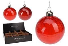 Χριστουγεννιάτικη Μπάλα Γυάλινη 8cm σε 2 Σχέδια Κόκκινη