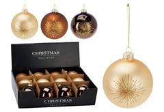 Χριστουγεννιάτικη Μπάλα Γυάλινη 8cm σε 4 Σχέδια