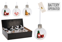 Χριστουγεννιάτικη Μπάλα Πλαστική LED Xmas Τοπίο 8cm σε 3 Σχέδια