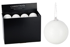 Χριστουγεννιάτικη Μπάλα Πλαστική με Γκλίτερ 8cm Λευκή