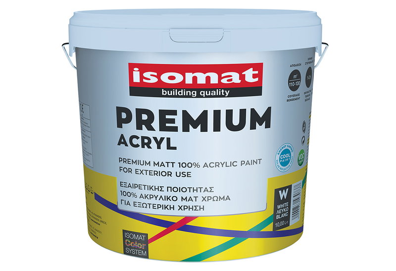 Χρώμα Ακρυλικό Isomat Premium Acryl Λευκό 10lt