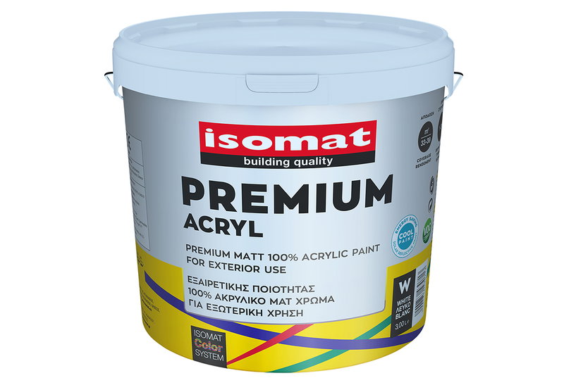 Χρώμα Ακρυλικό Isomat Premium Acryl Λευκό 3lt