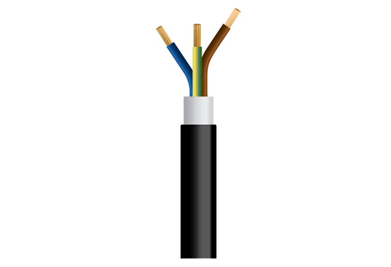Καλώδιο Ρεύματος Μαύρο Wairel NYY J1VV-U 3x1.5mm² με το Μέτρο
