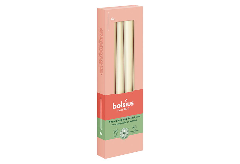 Σετ Κερί Κηροπηγίου Bolsius Soft Pearl 24.5cm 4τμχ