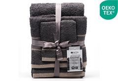 Σετ Πετσέτες Μπάνιου Ionion Crochet 3τμχ Dark Grey
