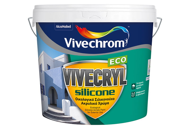 Χρώμα Ακρυλικό Vivechrom Vivecryl Silicone Eco Λευκό 3lt