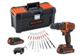 Σετ Black&Decker BDCHD18C2TA-QW Κρουστικό Δραπανοκατσάβιδο 18V με 2 Μπαταρίες & Ταχυφορτιστή & Θήκη & 16 Αξεσουάρ