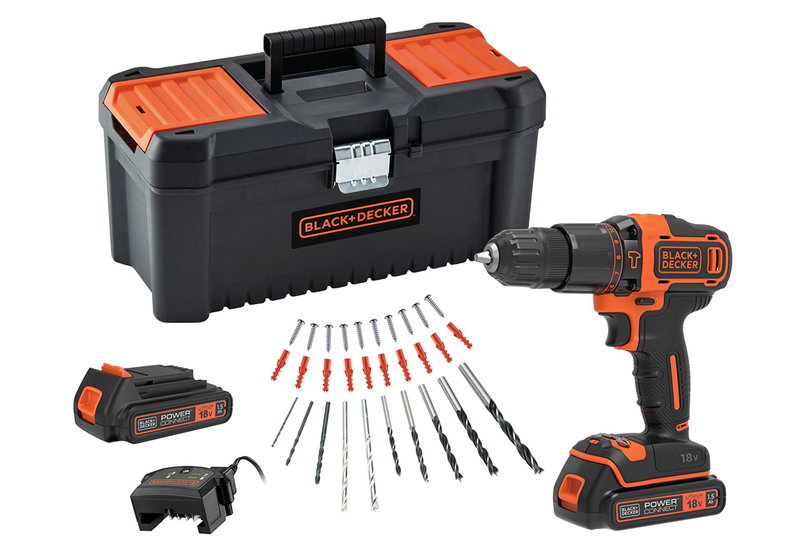 Σετ Black&Decker BDCHD18C2TA-QW Κρουστικό Δραπανοκατσάβιδο 18V με 2 Μπαταρίες & Ταχυφορτιστή & Θήκη & 16 Αξεσουάρ