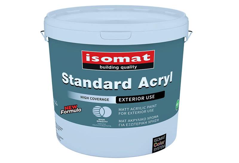 Χρώμα Ακρυλικό Isomat Standard Acryl Λευκό 9lt