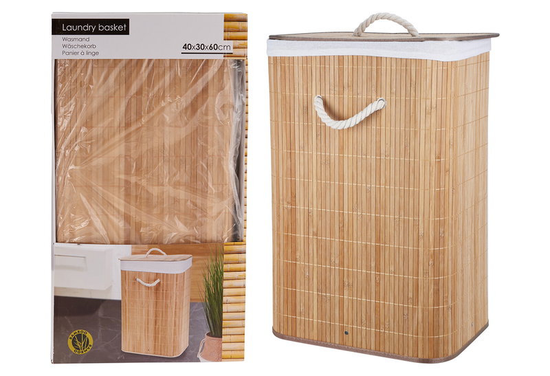 Καλάθι Απλύτων Bamboo Μ40xΠ30xΥ60cm Καφέ/Λευκό