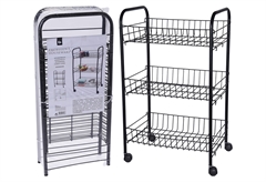 Τρόλεϊ Κουζίνας 3 Επιπέδων Μαύρο