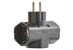 Πρίζα Σούκο 3 Εξόδων Κάθετη με Προστασία Επαφών Μαύρο