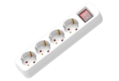 Πολύπριζο 4 Θέσεων Eurolamp με Καλώδιο 1.5m & Διακόπτη Λευκό