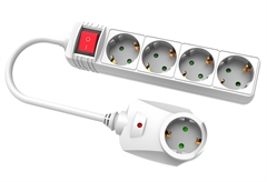 Πολύπριζο Υπέρτασης 4+1 Θέσεων Eurolamp με Καλώδιο 1.5m & Διακόπτη