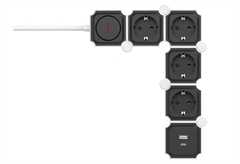 Πολύπριζο Υπέρτασης 4 Θέσεων Eurolamp & 2 USB με Καλώδιο 1.5m & Διακόπτη