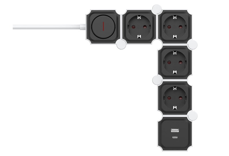 Πολύπριζο Υπέρτασης 4 Θέσεων Eurolamp & 2 USB με Καλώδιο 1.5m & Διακόπτη