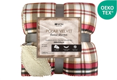 Κουβέρτα Polar Velvet Fleece Μονή Ionion Red Beige Carreaux 220x150cm