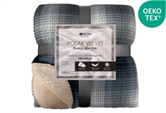 Κουβέρτα Polar Velvet Fleece Διπλή Ionion Black White Carreaux 220x200cm