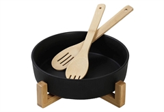 Σαλατιέρα Espiel με 2 Ξύλινες Κουτάλες Μαύρη