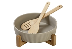 Σαλατιέρα Espiel με 2 Ξύλινες Κουτάλες Μπεζ