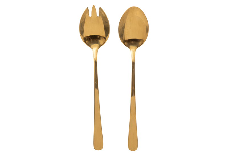 Σετ Κουτάλι και Κουταλοπίρουνο Σαλατας Secret de Gourmet Χρυσό 2τμχ